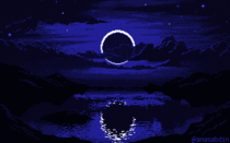 I drew this pixel art scene using  colors and called it Neptune Eclipse 