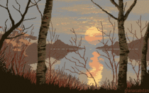 I drew this pixel art scene using  colors only and called it Aspen Lake 