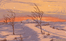 I drew this pixel art scene using  colors only and called it Frozen River 