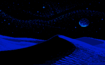 I drew this pixel art scene with MS Paint using  colors and called it Galactic Dunes 