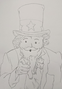 I drew Uncle Sam and Monopoly guy