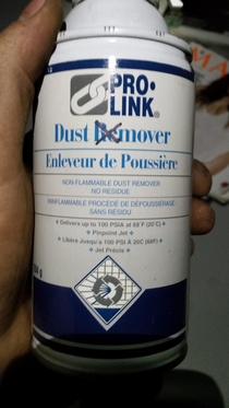 I fixed the label on this can of compressed air today