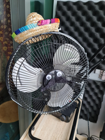 I found a broken fan in my lobby and fixed it His name is Fan-uel