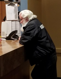 I found Santa Claus working security in the off season