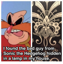 I found the bad guy from Sonic the Hedgehog hidden in a lamp in my house