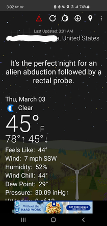 I found this funny credit WTForecast weather app