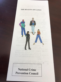 I found this very intimidating gang awareness brochure in my library today
