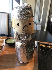 I gave my burrito a hat