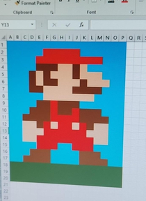 I had a slow stretch at work so I made Mario in Excel