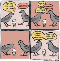 I hate it when a bird takes my ice cream