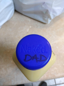 I have to mark my juices I buy for my lunch or else my daughters will drink them I told them if they do theyre drinking Naked Dad Juice P