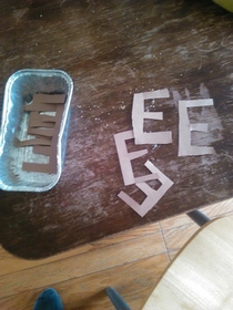 I just came home from a business trip and my daughter told me Look dad I made you some brownies Then she gave me this