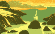 I just drew this  colors pixel art sunrise 