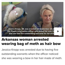 I know youve heard of Florida Man but what about Arkansas Woman Keeping it classy with the meth hair bow