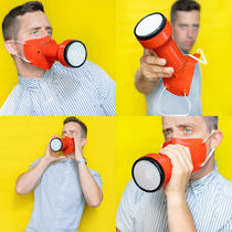 I like to build fake products so I created a face mask with a built in megaphone