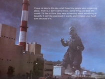 I like to imagine that Godzillas internal monologue is in Morgan Freemans voice