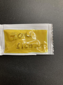 I manage a store and found this IOU  mustard packet in my safe Turned out to be a prank