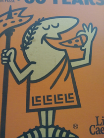 I never noticed the pattern at the bottom of Little Caesars toga is just his initials