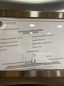 I noticed my elevator was inspected by overlord