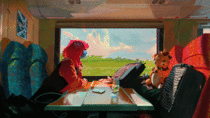 I painted and animated a relaxing train journey