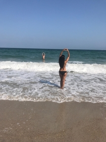 I photobombed a girl on the beach taking pictures told them about it and had them send it to me