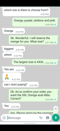 I posted my Jiu-Jitsu Training Dummy for sale and a scammer pretends to want to buy it so I will click a phishing link but they have no idea what item Im actually selling