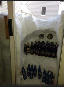 I raise you the door covered with snow drift and give you this