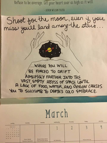 I really hated the cheesy inspirational quotes on our calendar so I made my own