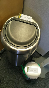 I relabeled the trash cans in the office