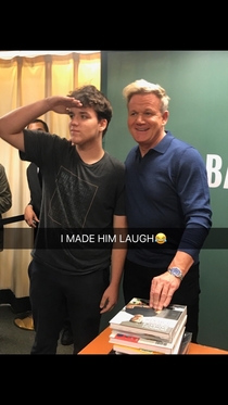 I saw Gordon Ramsay today I told him to do the same pose as I but instead left me hanging and told everyone else  what are you doing looking for your girlfriend  