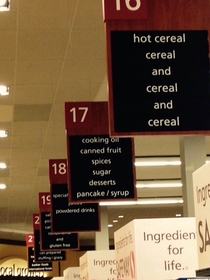 I saw this aisle sign at my local Safeway