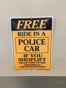 I saw this at the store yesterday and asked the cashier if as a non-thief I could get a ride in a police car anyway This morning I was in a car accident and got my free cop cruiser ride home