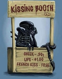 I see your funny Alien art and raise you the Alien kissing booth