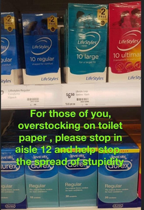 I speak for those people me included who arent panic hoarding TP and would like to purchase our regular amount We are running low