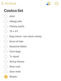 I started a Costco list and then shared it with my wife You can see where things went awry