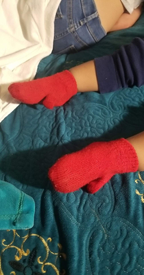 I thought I had put socks on my son this morning Turns out they were gloves My mother in law sent me this