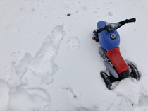 I thought it was cute that my toddler wanted his motorcycle to make a snow angel  at first