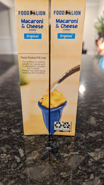 I thought these two boxes formed a champagne glass of mac and cheese for a second