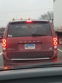 I thought this license plate meant something else until I saw the sticker on the window