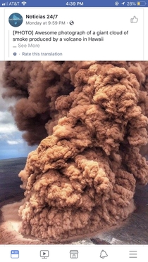 I thought this was a high quality photo of a chicken strip Turns out to be a cloud of smoke from a volcano in Hawaii