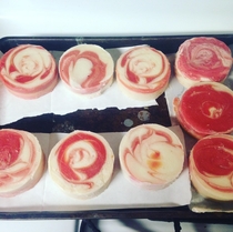 I too tried to make peppermint swirl soap I have some fatty bacon rolls now