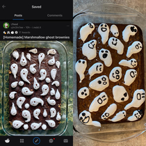 I tried recreating those adorable spooky brownies from the front page yesterday