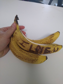 I tried to be cute and carved I love u into my wifes banana last night and this morning it looked like a note from a stalker  Will not do again