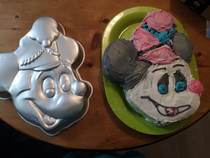 I tried to make my cousin a Mickey cake for his birthday