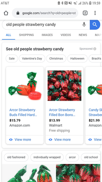 I typed in old people strawberry candy I feel like we all know this candy