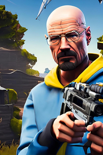 I typed walter white playing Fortnite into an ai art generator so here ya go