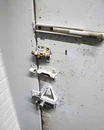 I want into a gas station bathroom stall that had  locks and all of them were wrong