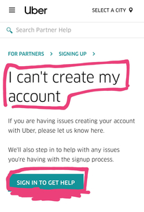 I was having trouble creating an account I just need to sign in to get some help