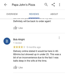 I was looking at Papa Johns pizza reviews and found this
