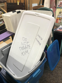 I was looking for storage bins at my local thrift store and stumbled upon this